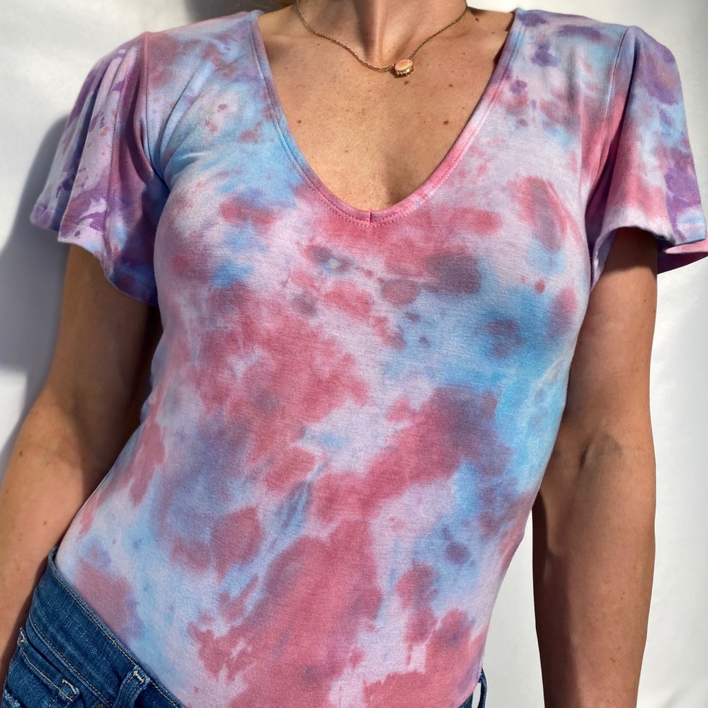 Custom tie dye body suit.